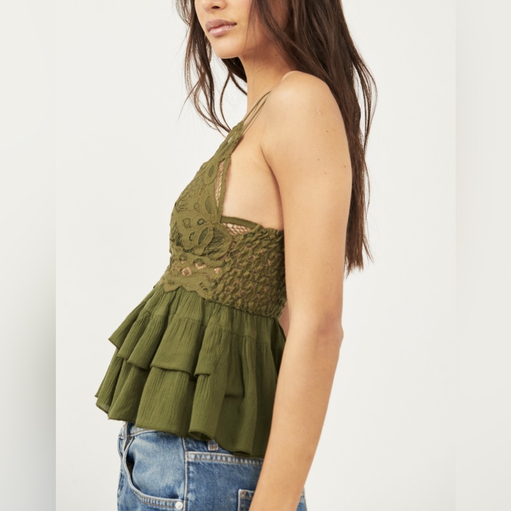 🌻🚨🆕FREE PEOPLE🚨 ADELLA CAMI TANK-Olive Sparrow Color-Sizes Small & Medium - Picture 4 of 15
